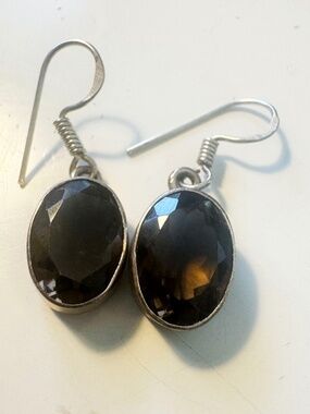 925 Sterling Silver Pear Shape Smoky Quartz 3 PCs Handmade Earrings KGJ-E-1040